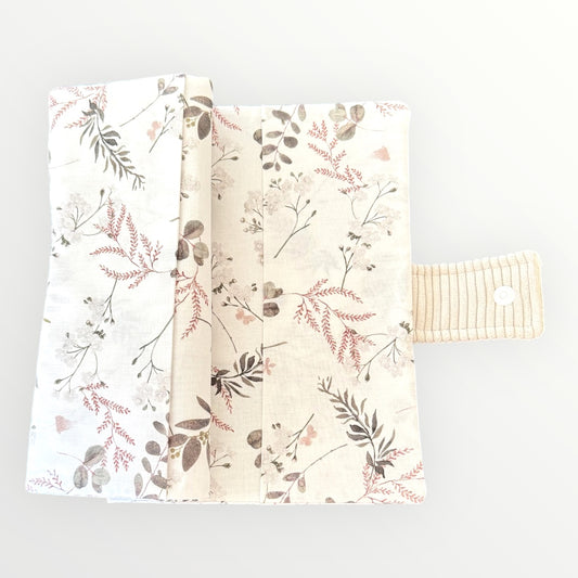 Protège carnet de santé velours & coton fleuri