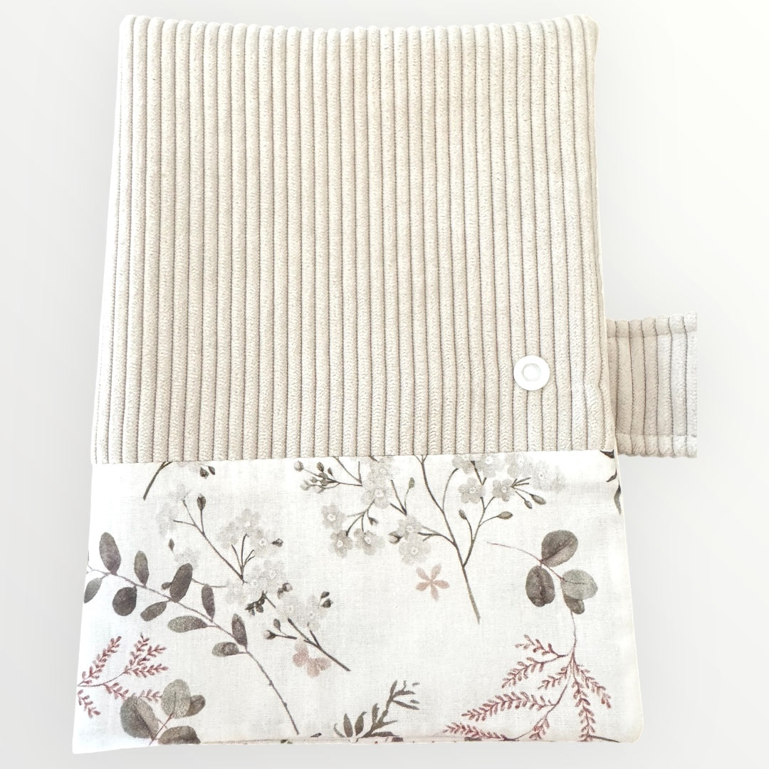 Protège carnet de santé velours & coton fleuri