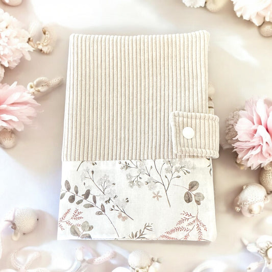Protège carnet de santé velours & coton fleuri