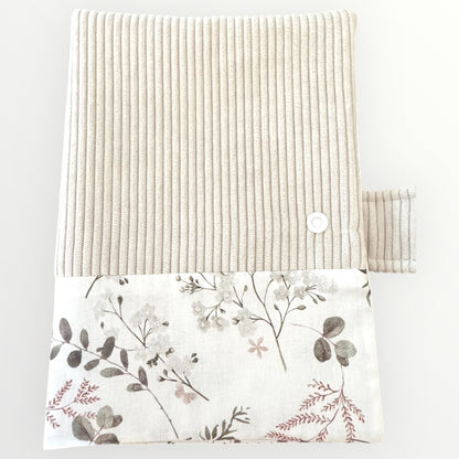 Protège carnet de santé velours & coton fleuri