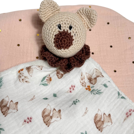 Doudou lange motif renard à personnaliser